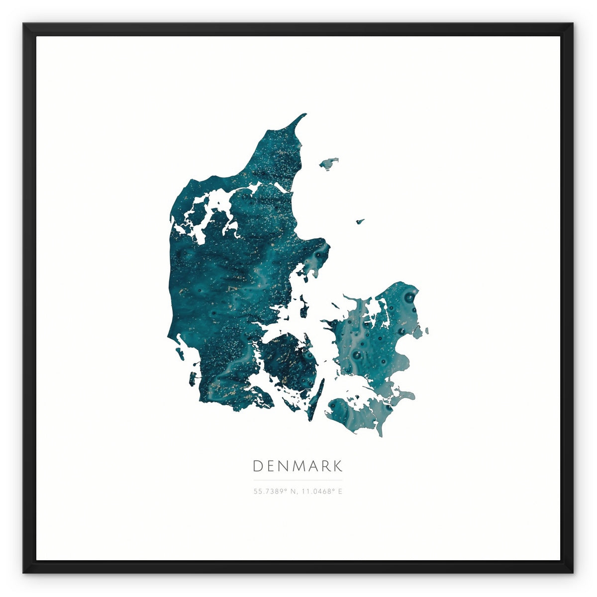 Map of Denmark - Framed Canvas