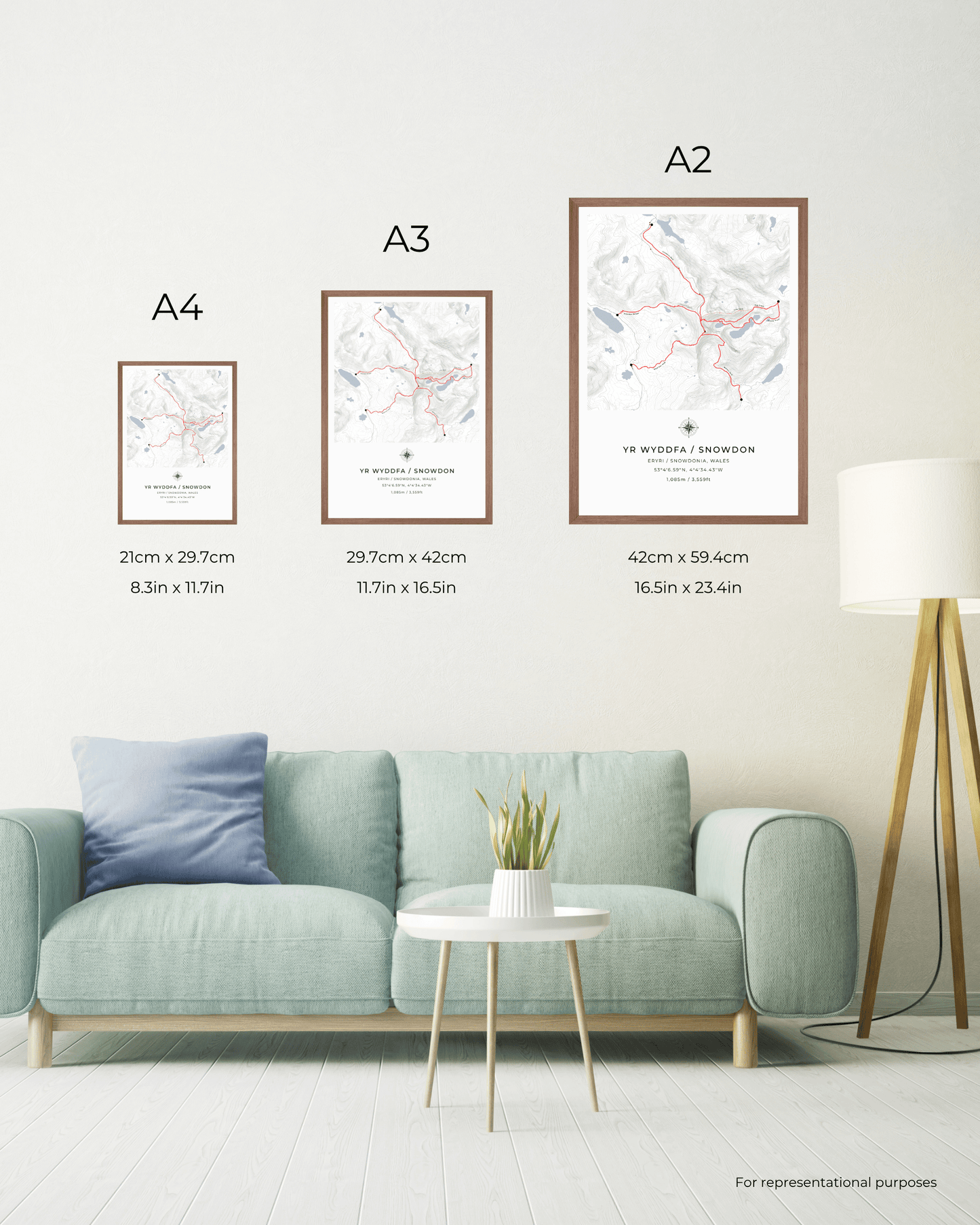 Yr Wyddfa / Snowdon Route Map print poster