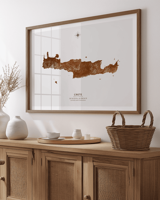 Crete - Fine Art Map - Bronze