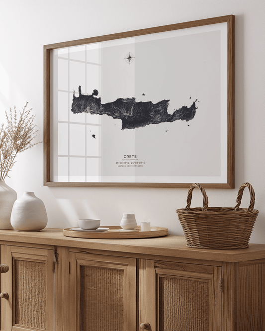 Crete - Fine Art Map - Deep Cobalt