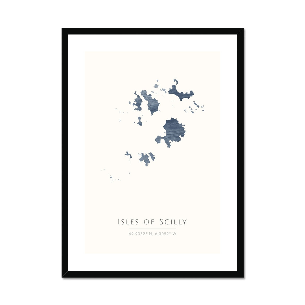 The Scilly Isles - Framed & Mounted Map
