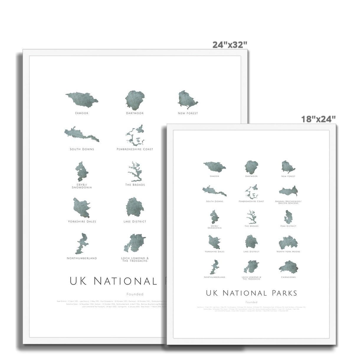 UK National Parks - Framed & Mounted Map