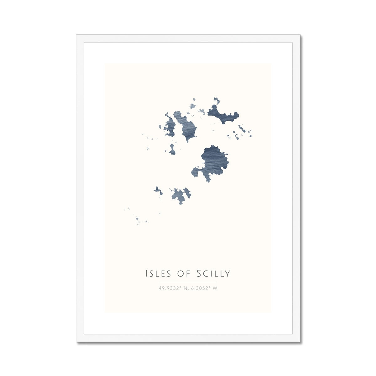 The Scilly Isles - Framed & Mounted Map