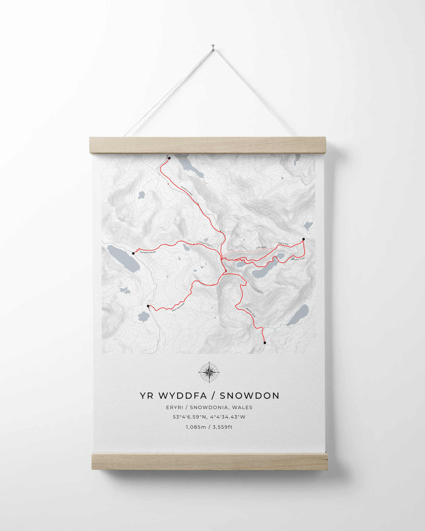 Yr Wyddfa / Snowdon Route Map print poster