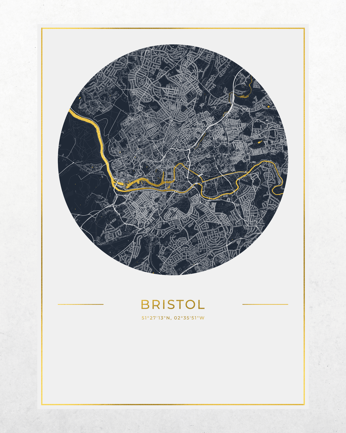 Bristol - Gold Fine Art Map Print