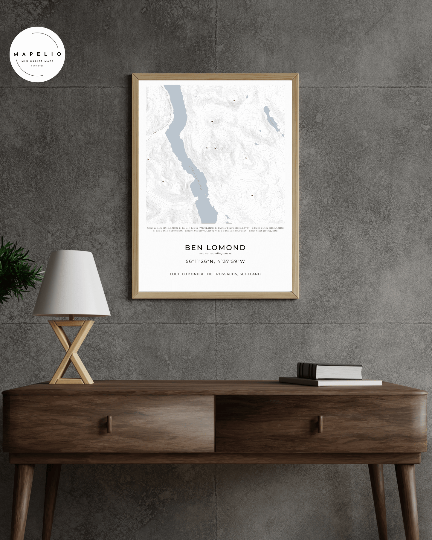 Ben Lomond & Surrounding peaks - Contour Map Print