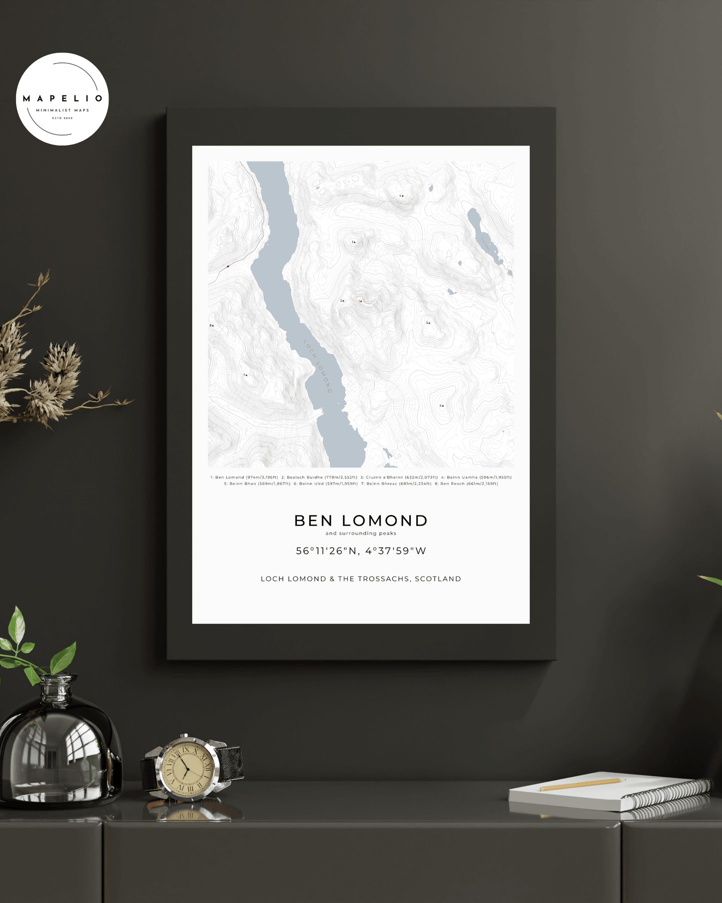 Ben Lomond & Surrounding peaks - Contour Map Print