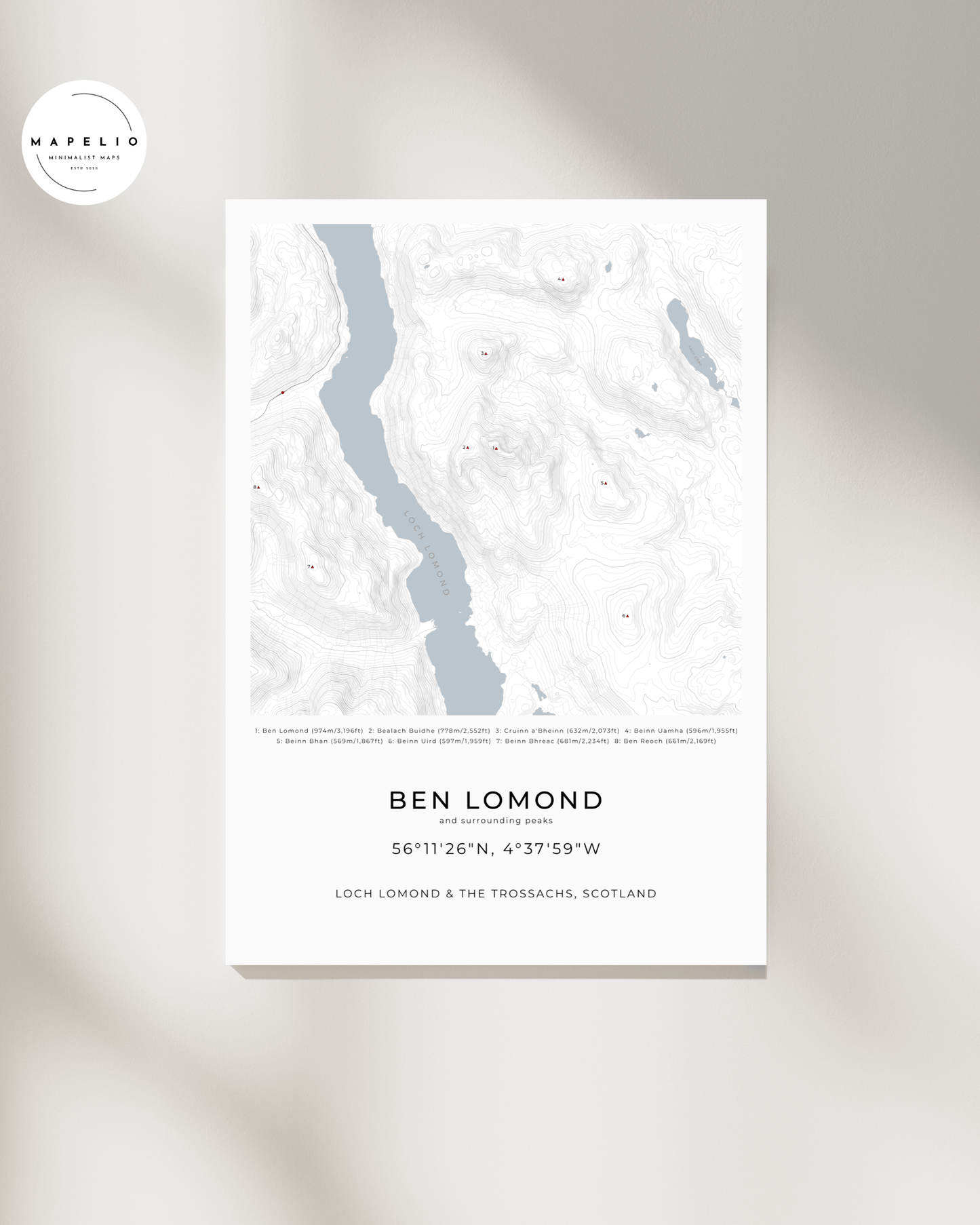 Ben Lomond & Surrounding peaks - Contour Map Print