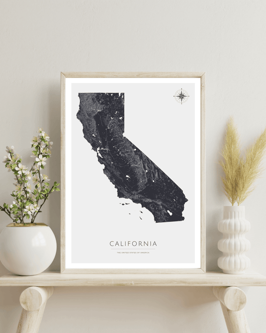 California - Fine Art Topographical Map