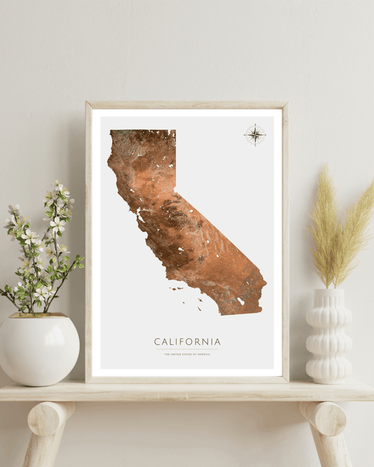 California - Fine Art Topographical Map