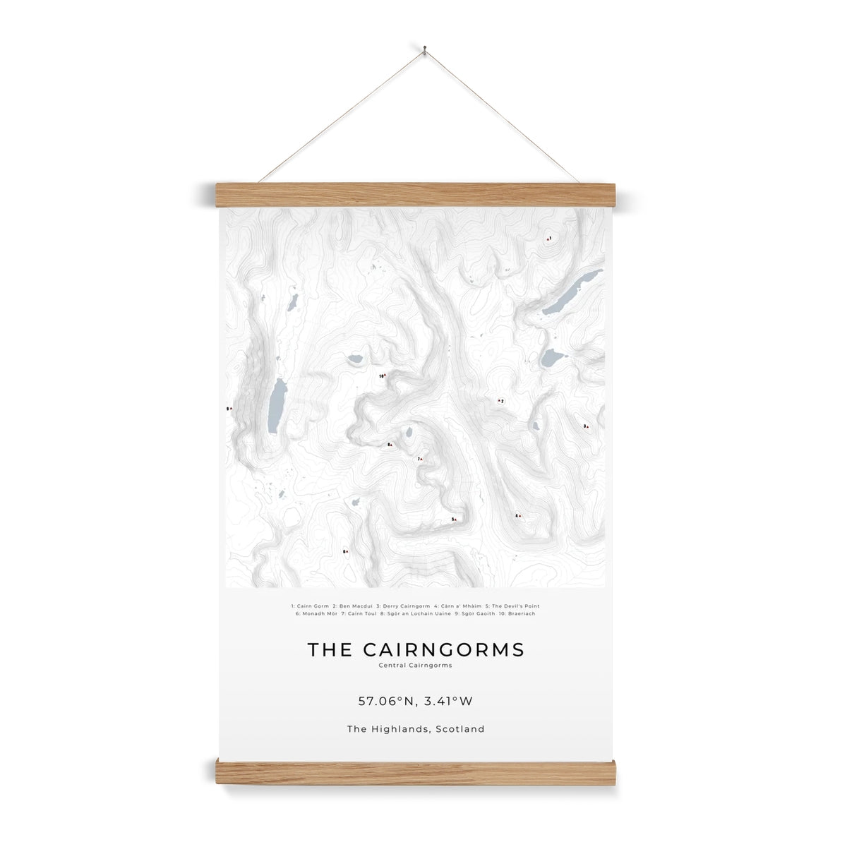The Central Cairngorms - Contour Map Print
