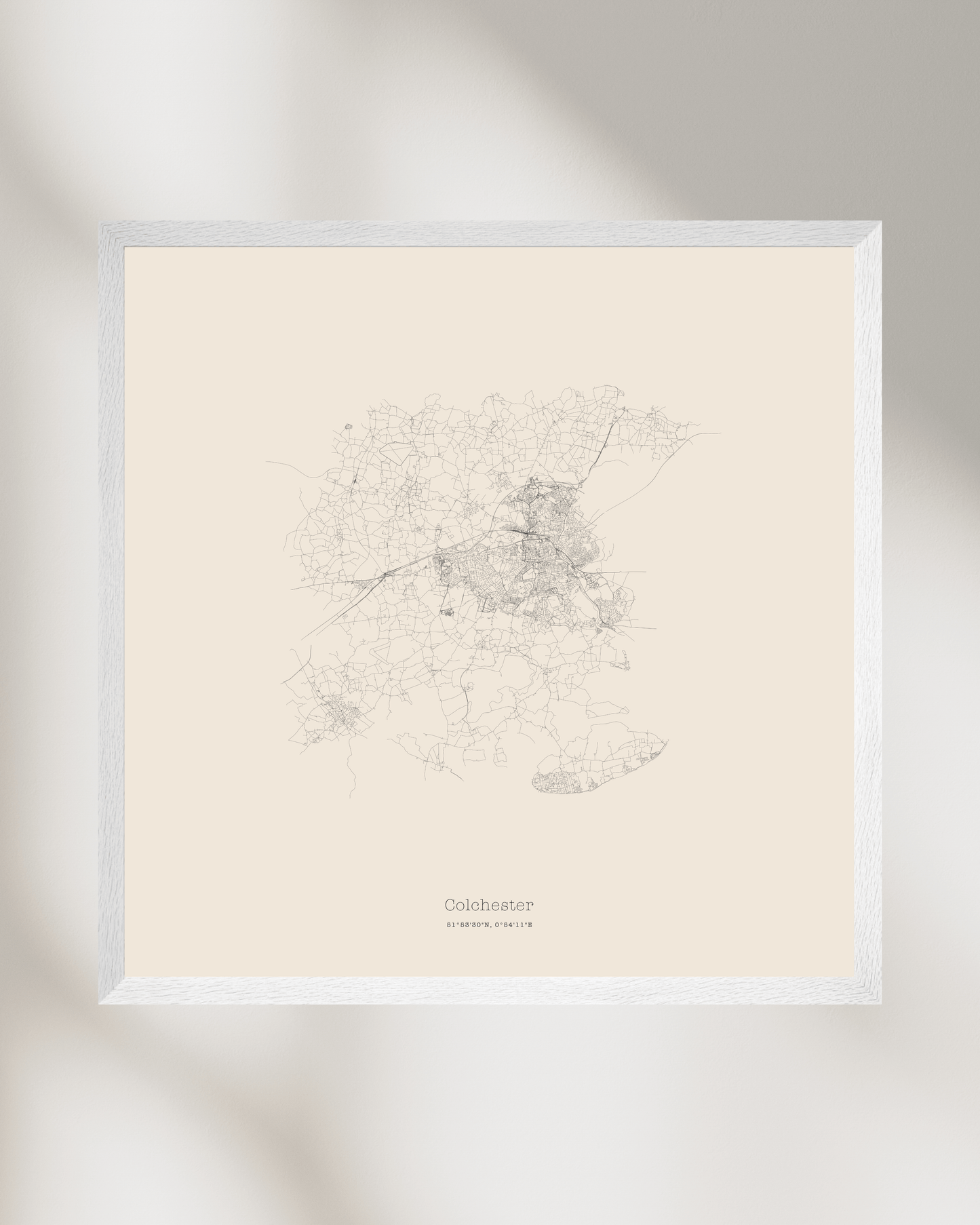 Colchester - Minimalist City Map - Fine Art Print - Taupe