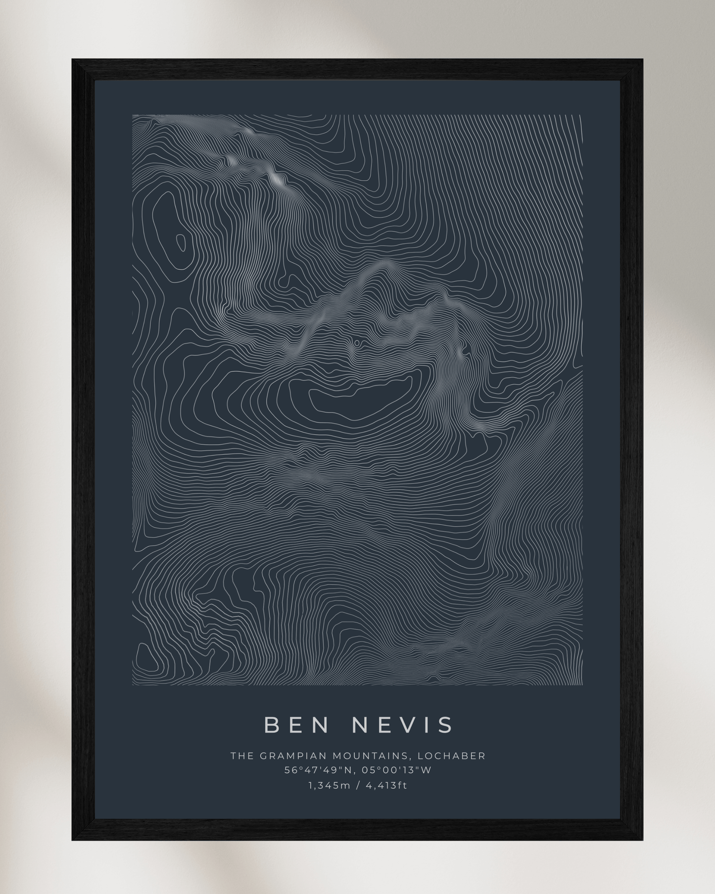 Ben Nevis - Contour Map Poster - Three Peaks Challenge