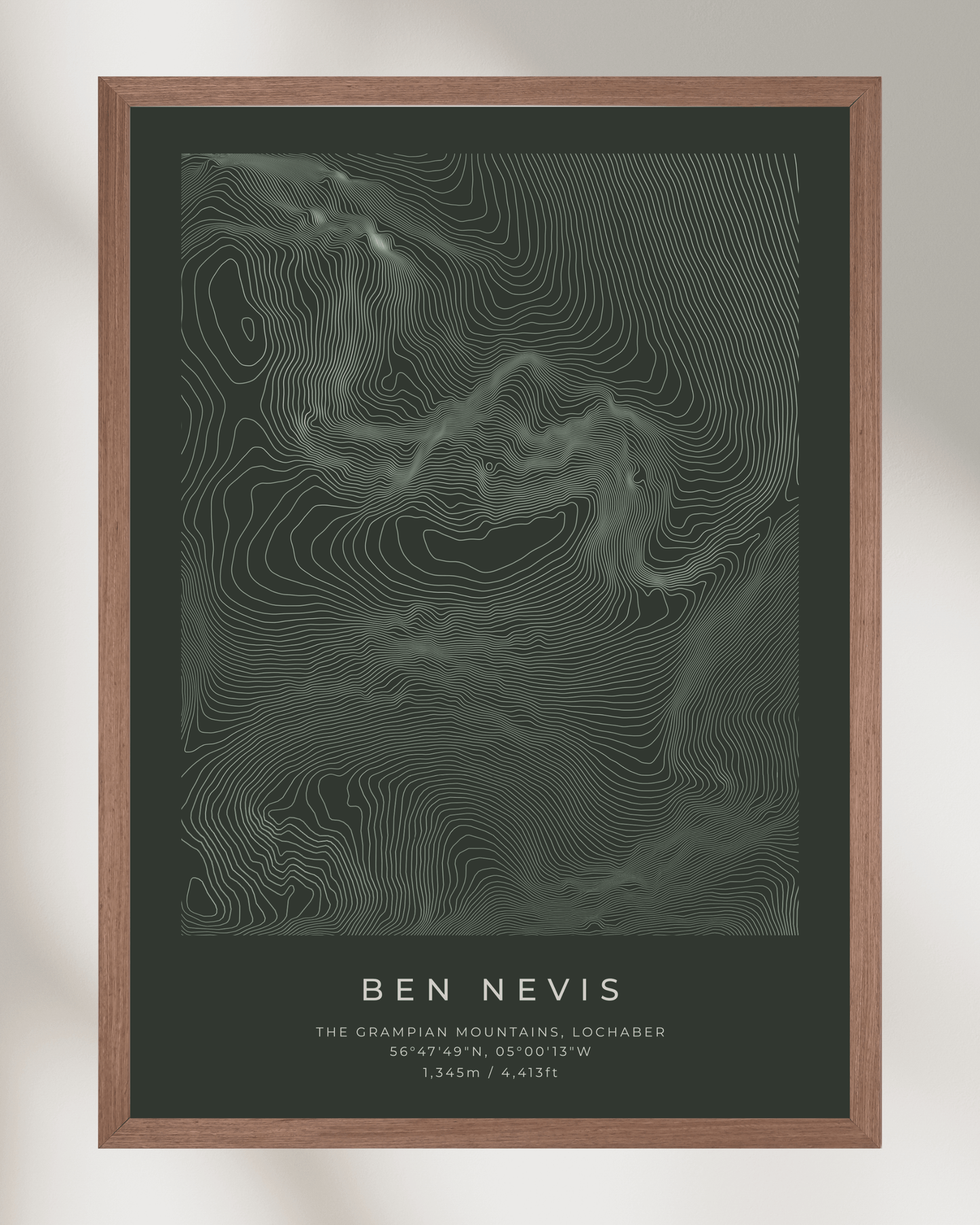 Ben Nevis - Contour Map Poster - Three Peaks Challenge