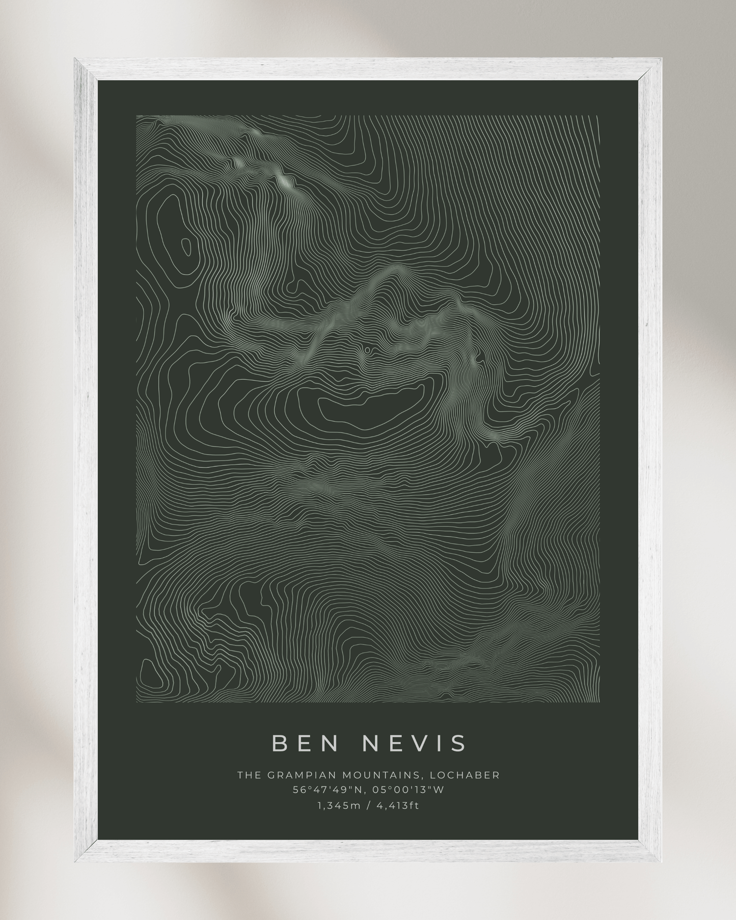 Ben Nevis - Contour Map Poster - Three Peaks Challenge