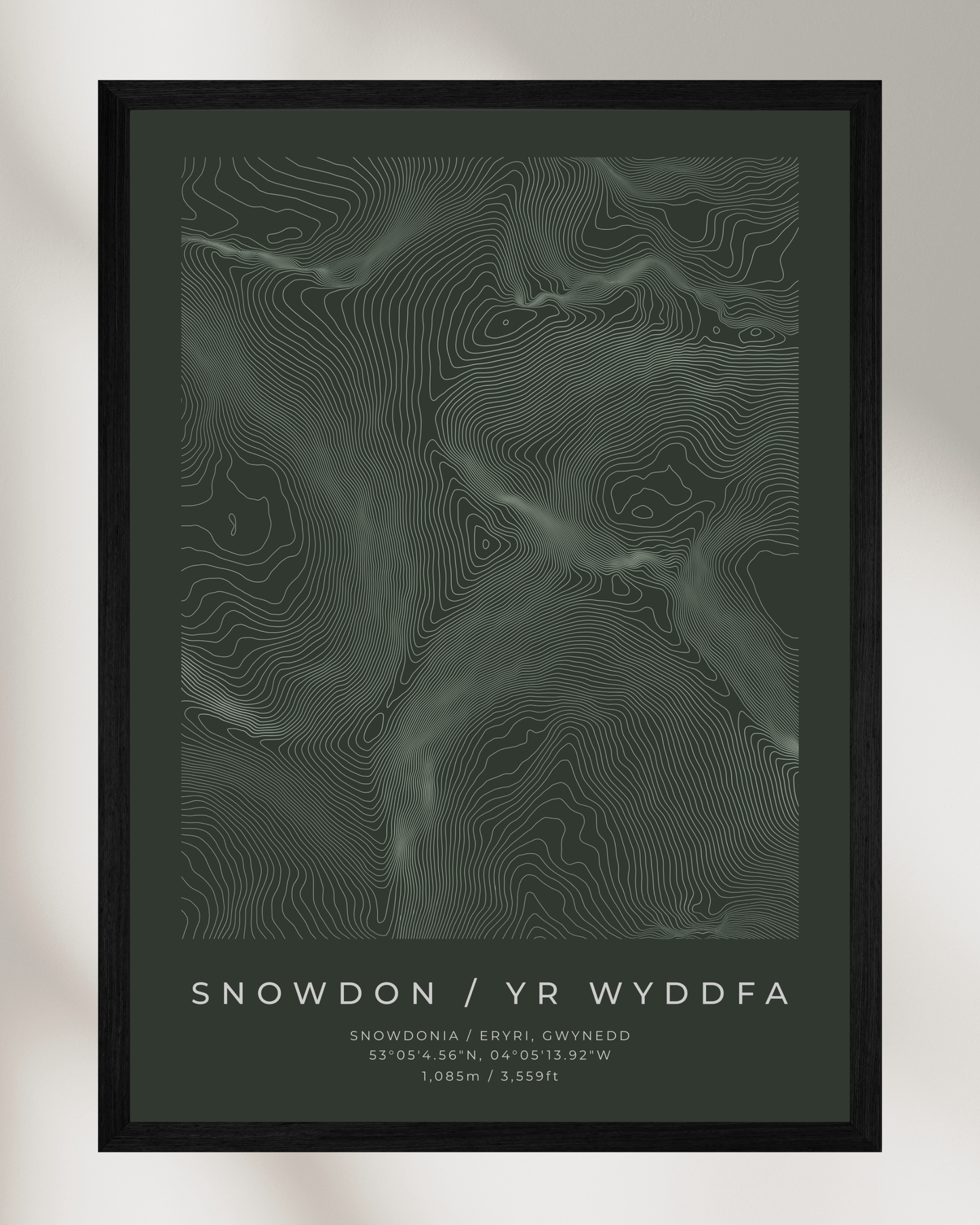 Snowdon / Yr Wyddfa - Contour Map Poster - Three Peaks Challenge