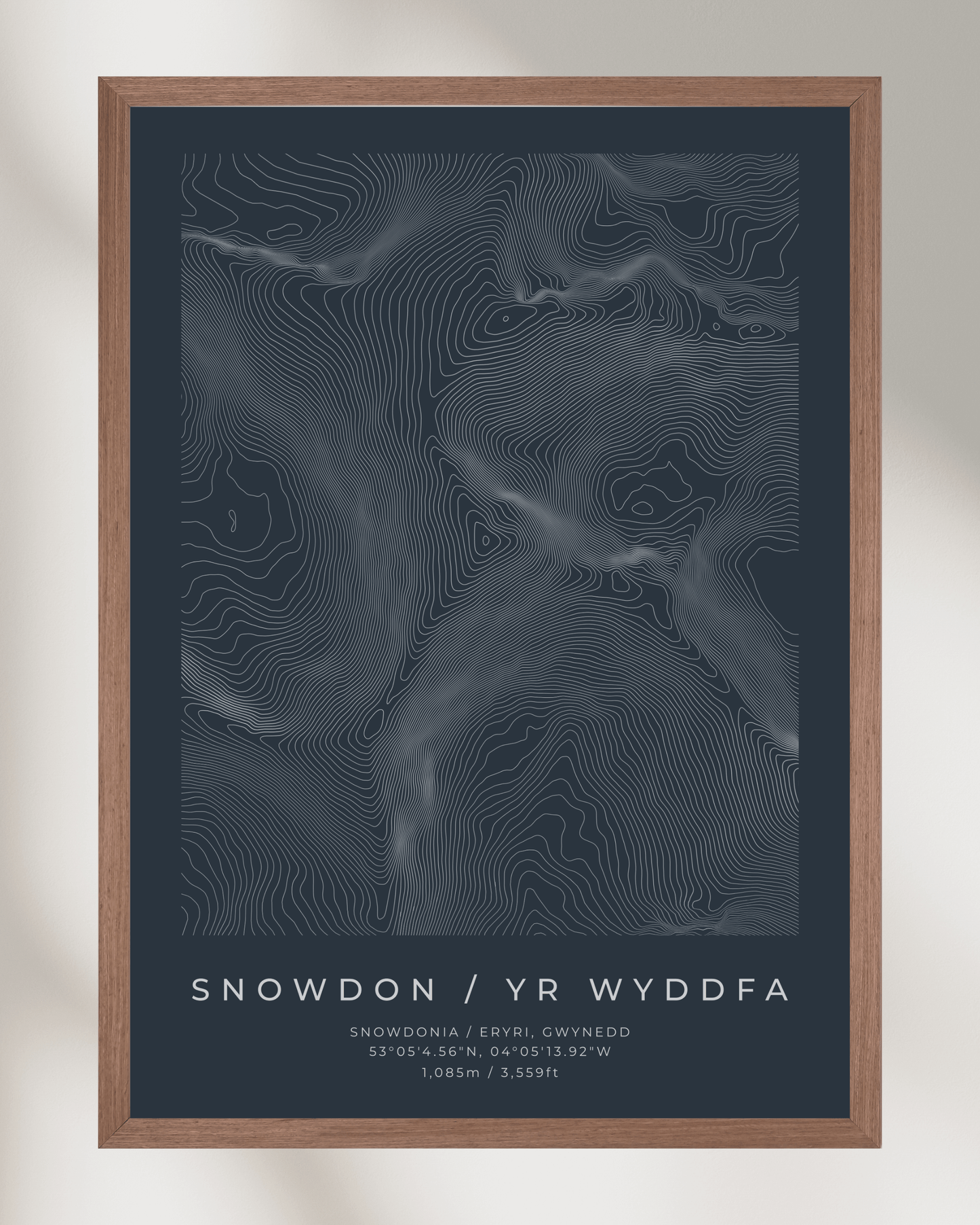 Snowdon / Yr Wyddfa - Contour Map Poster - Three Peaks Challenge