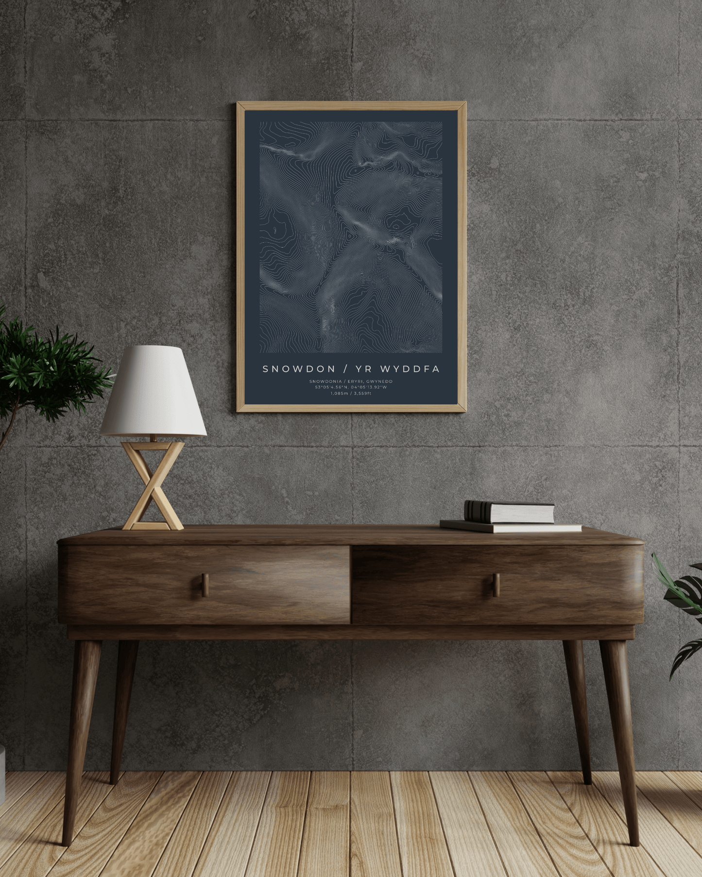 Snowdon / Yr Wyddfa - Contour Map Poster - Three Peaks Challenge