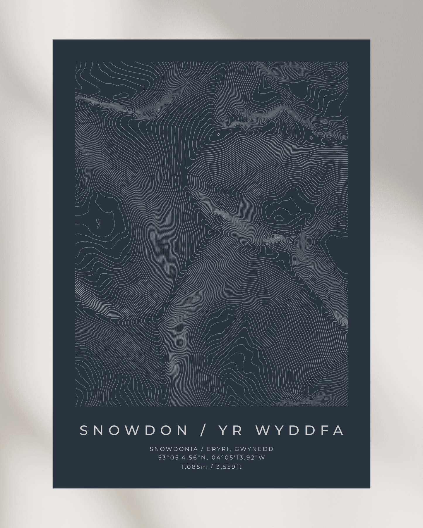 Snowdon / Yr Wyddfa - Contour Map Poster - Three Peaks Challenge
