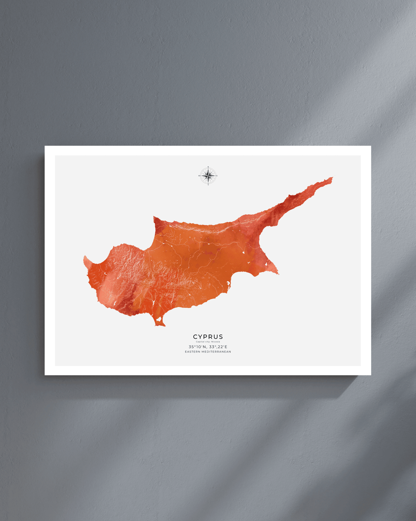 Cyprus - Fine Art Map - Watercolour