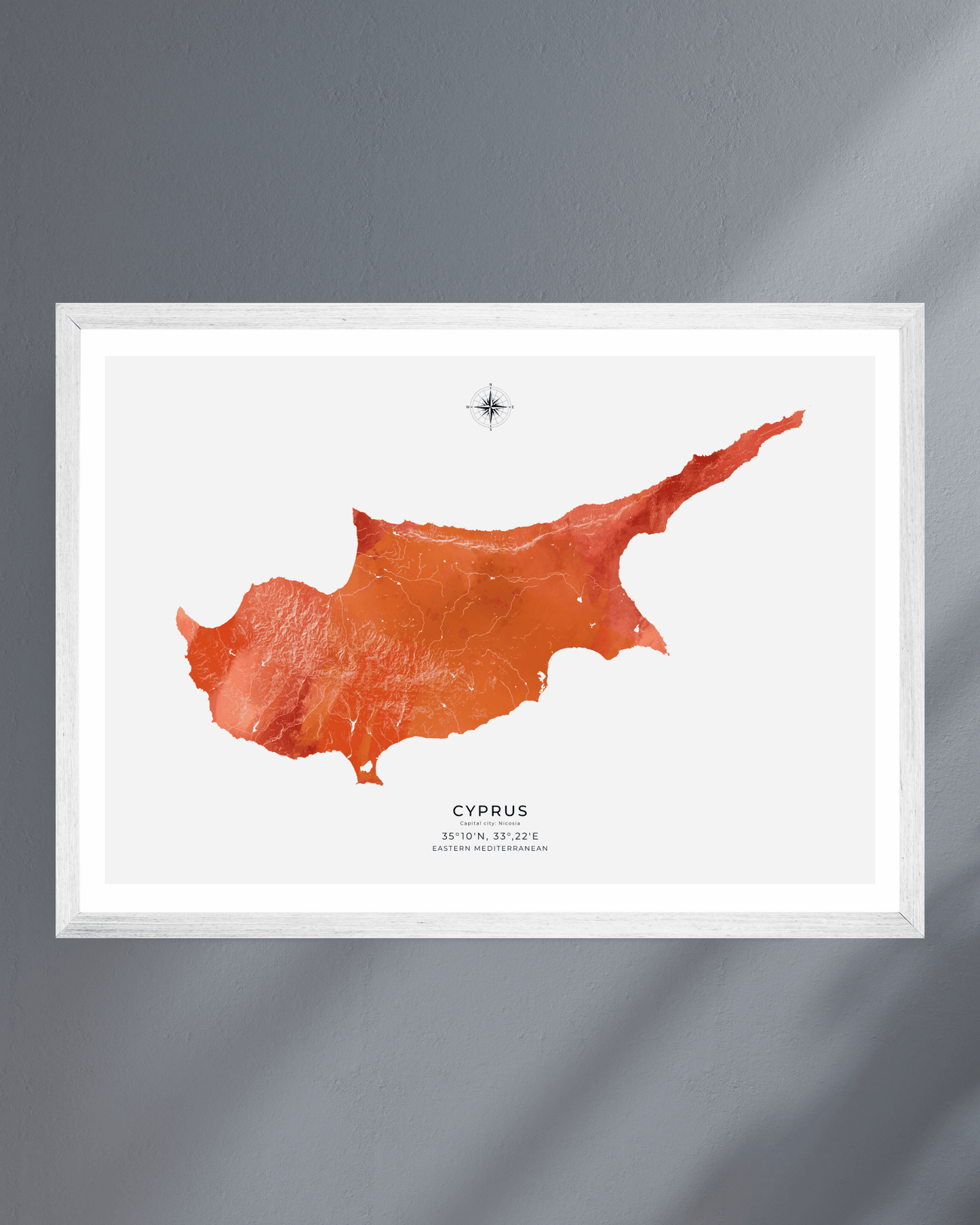 Cyprus - Fine Art Map - Watercolour