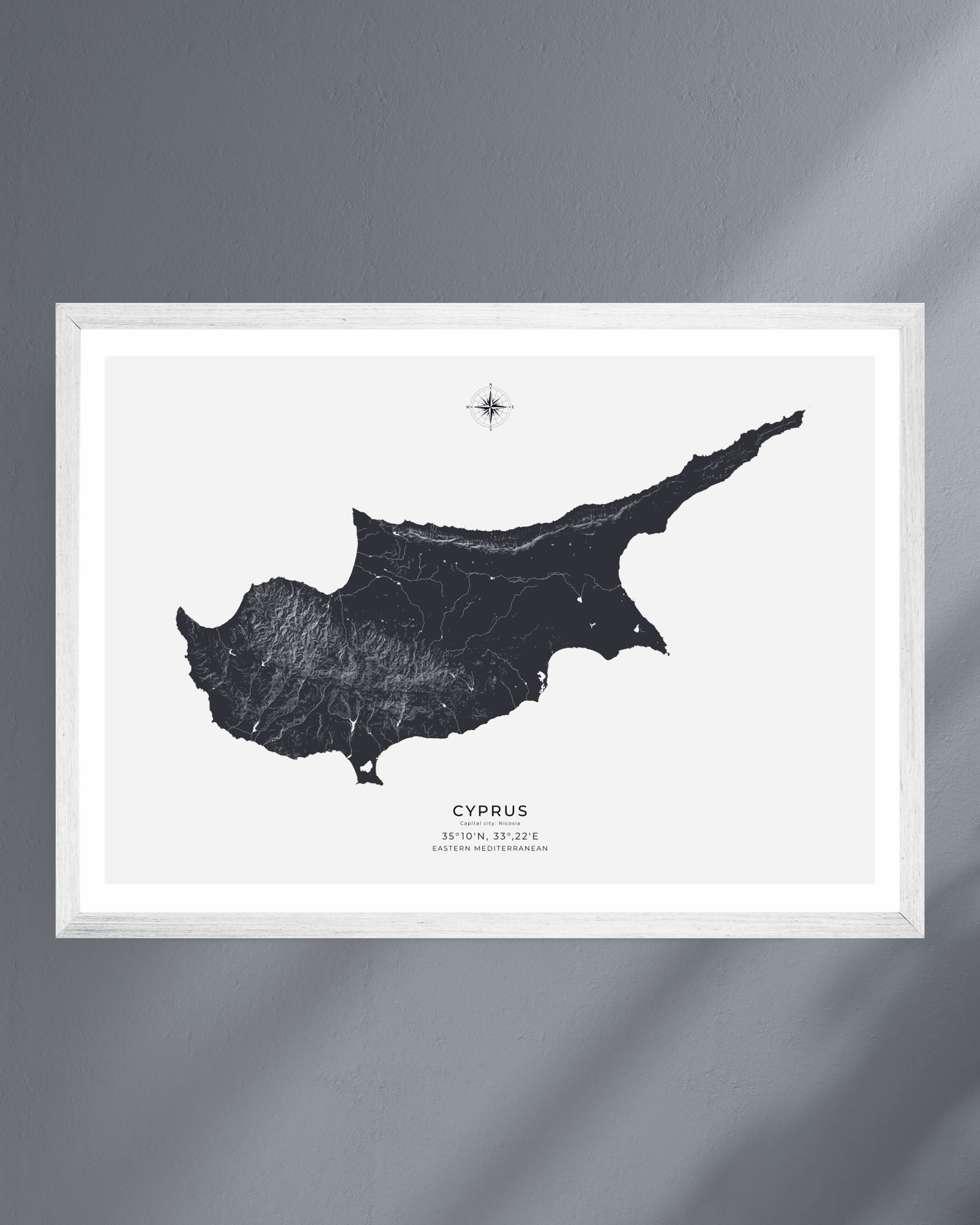 Cyprus - Fine Art Map - Deep Blue