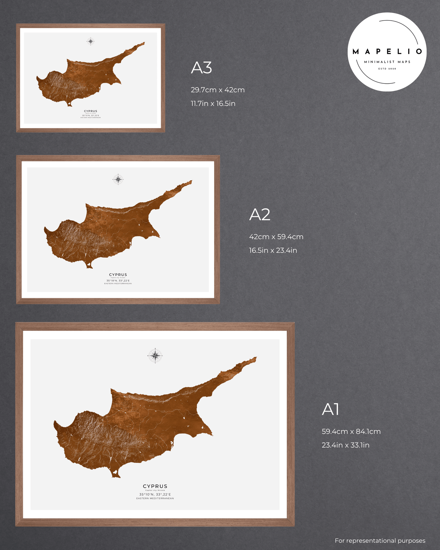 Cyprus - Fine Art Map - Bronze