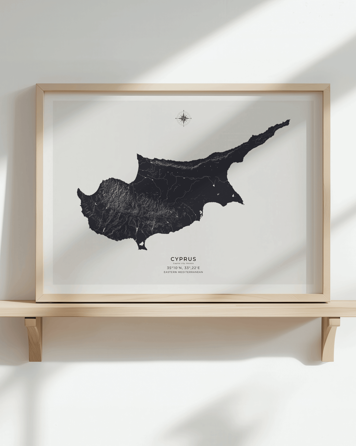 Cyprus - Fine Art Map - Deep Blue