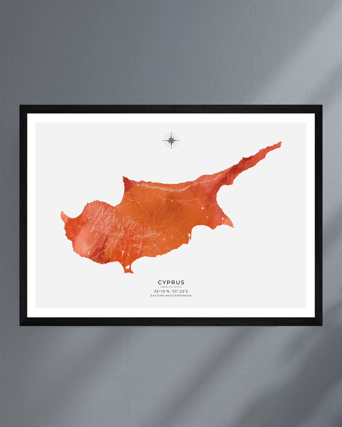 Cyprus - Fine Art Map - Watercolour