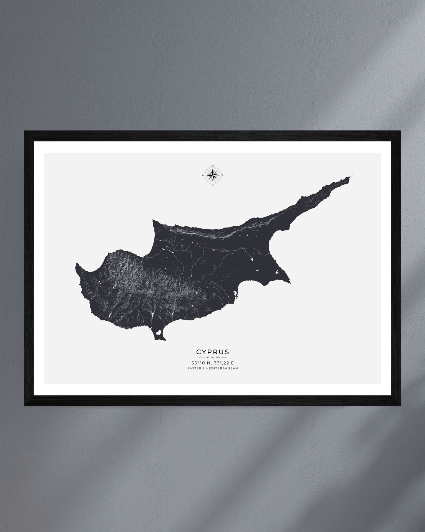 Cyprus - Fine Art Map - Deep Blue