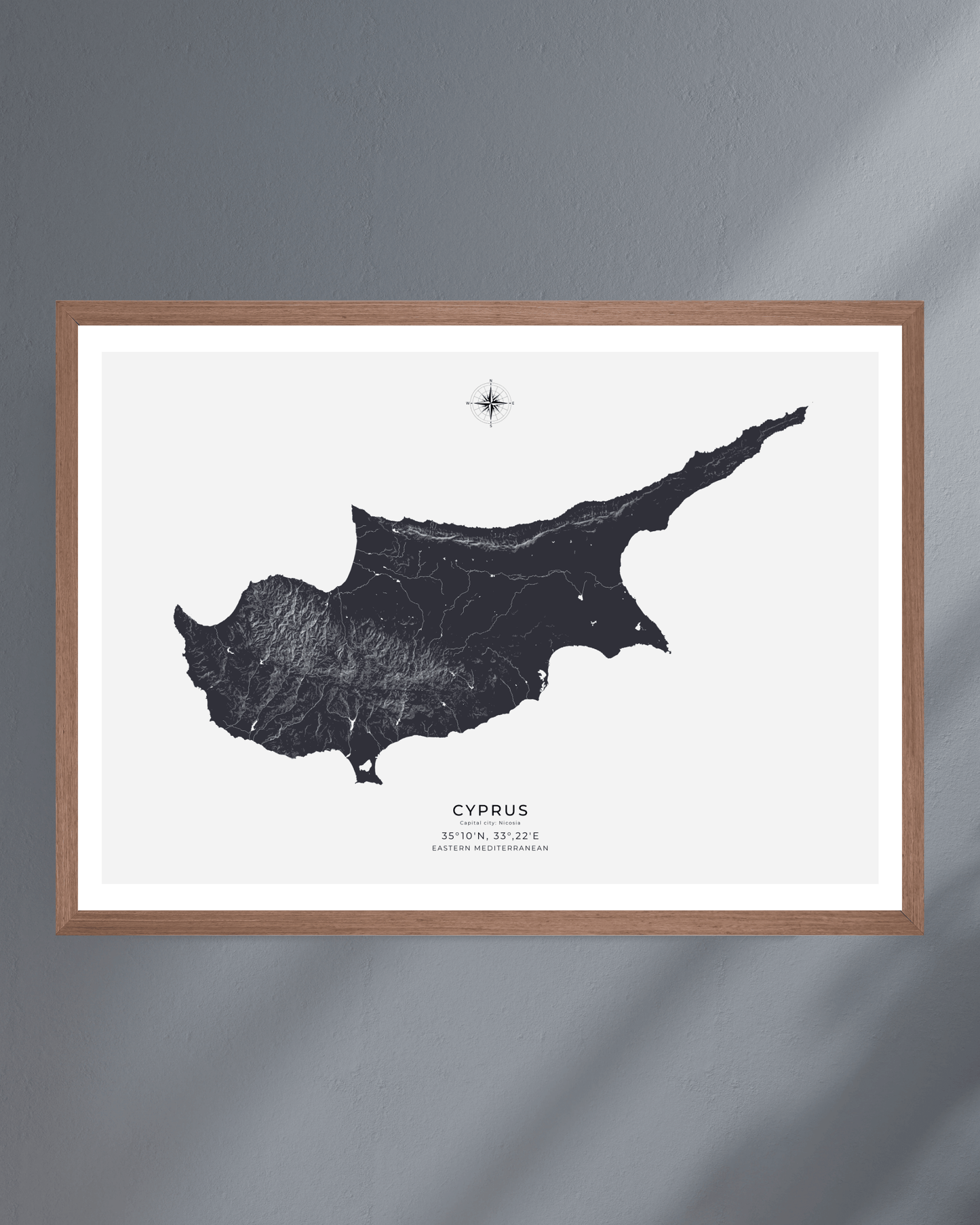 Cyprus - Fine Art Map - Deep Blue