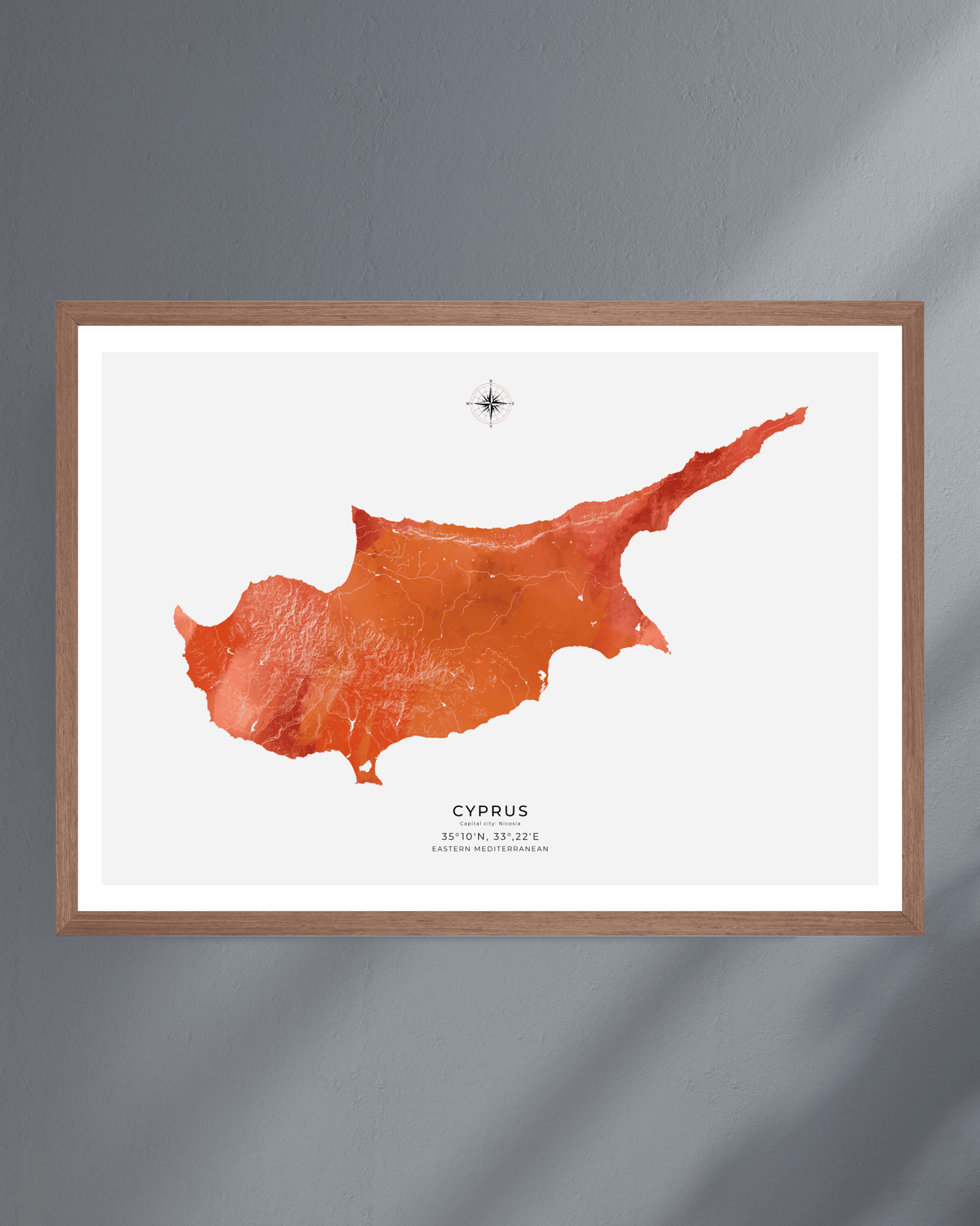Cyprus - Fine Art Map - Watercolour