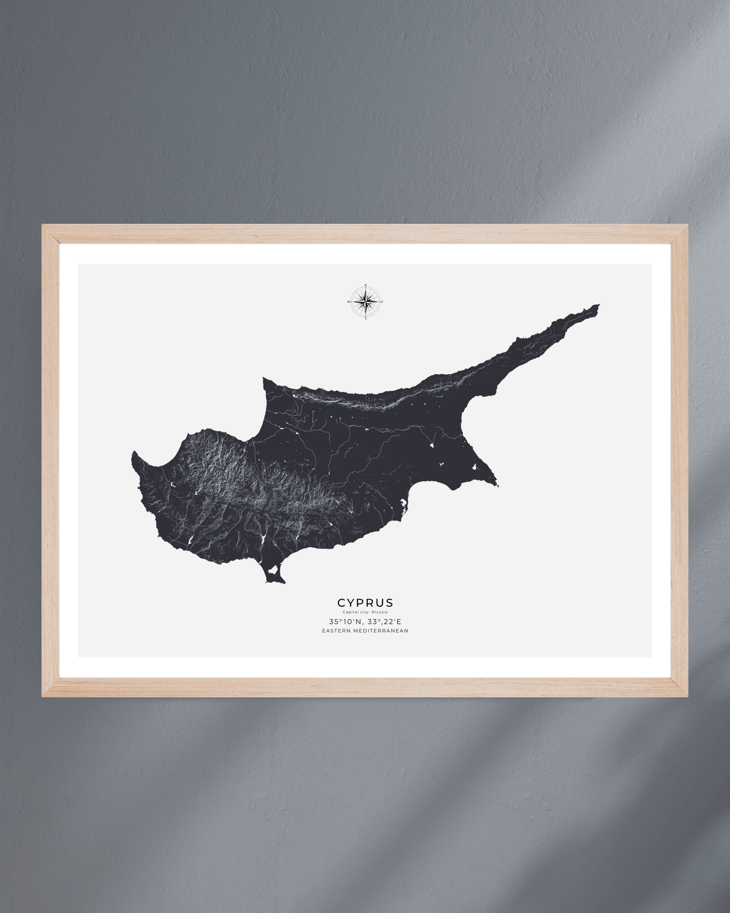 Cyprus - Fine Art Map - Deep Blue