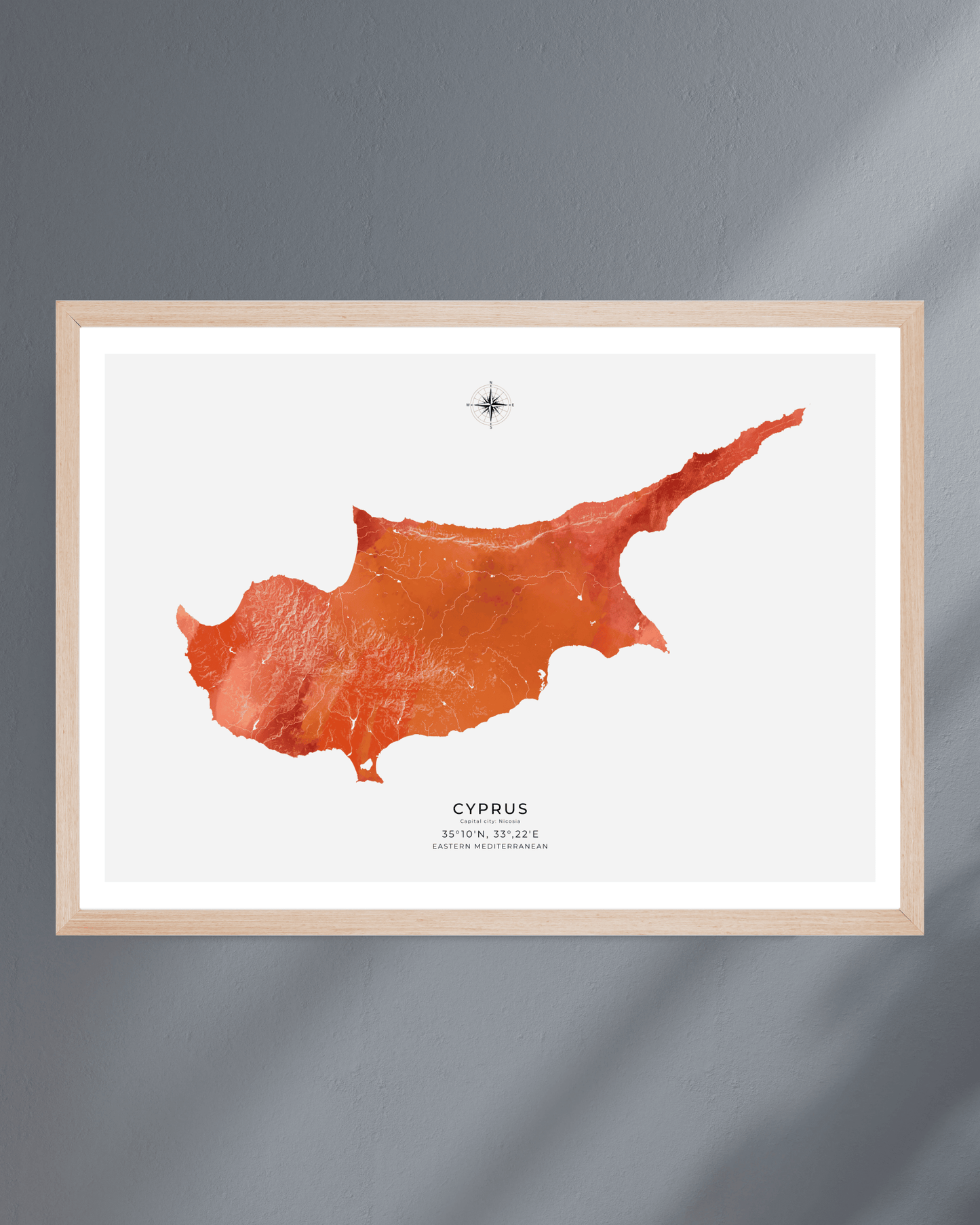 Cyprus - Fine Art Map - Watercolour