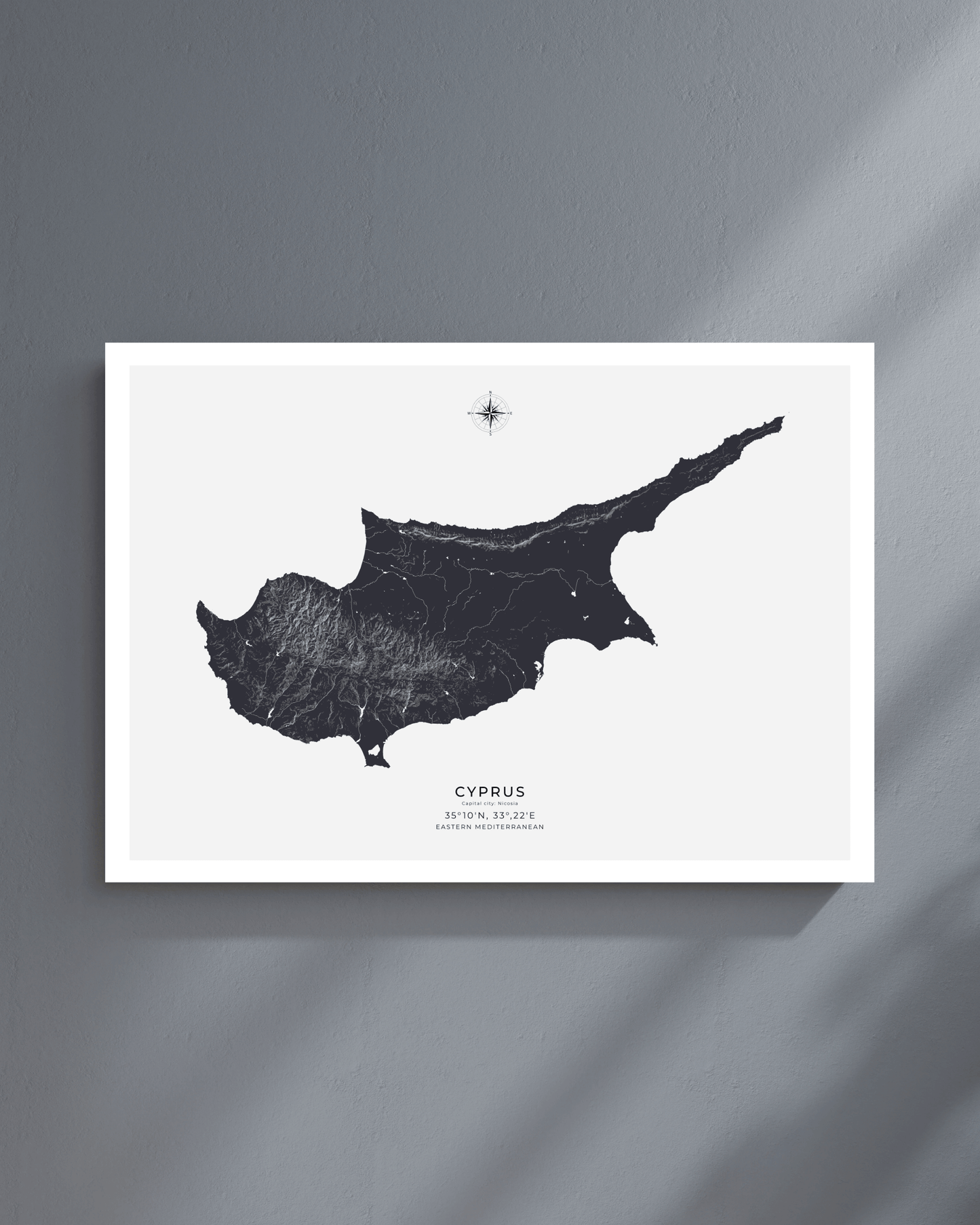 Cyprus - Fine Art Map - Deep Blue