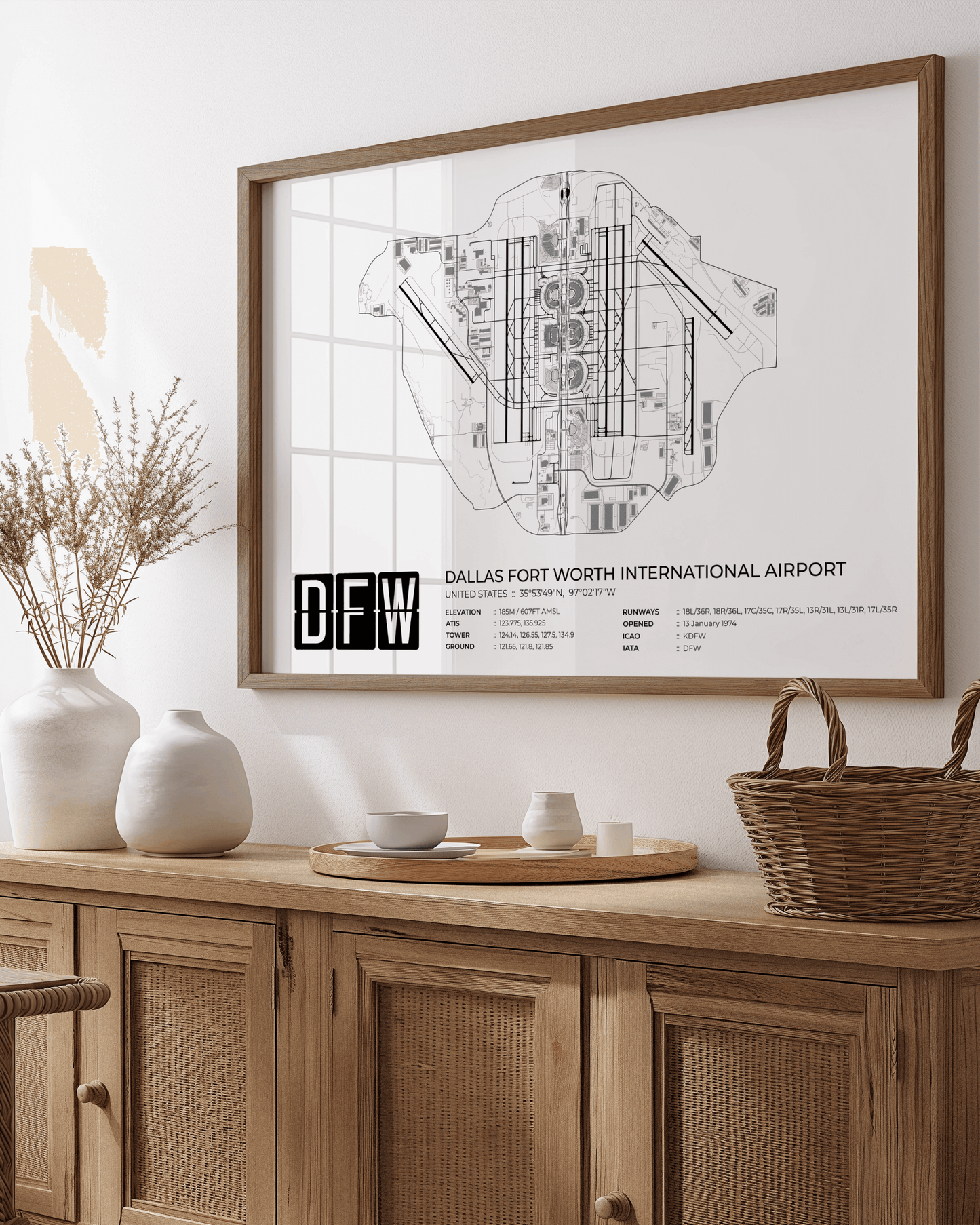DFW - Dallas Fort Worth International Airport Map Print