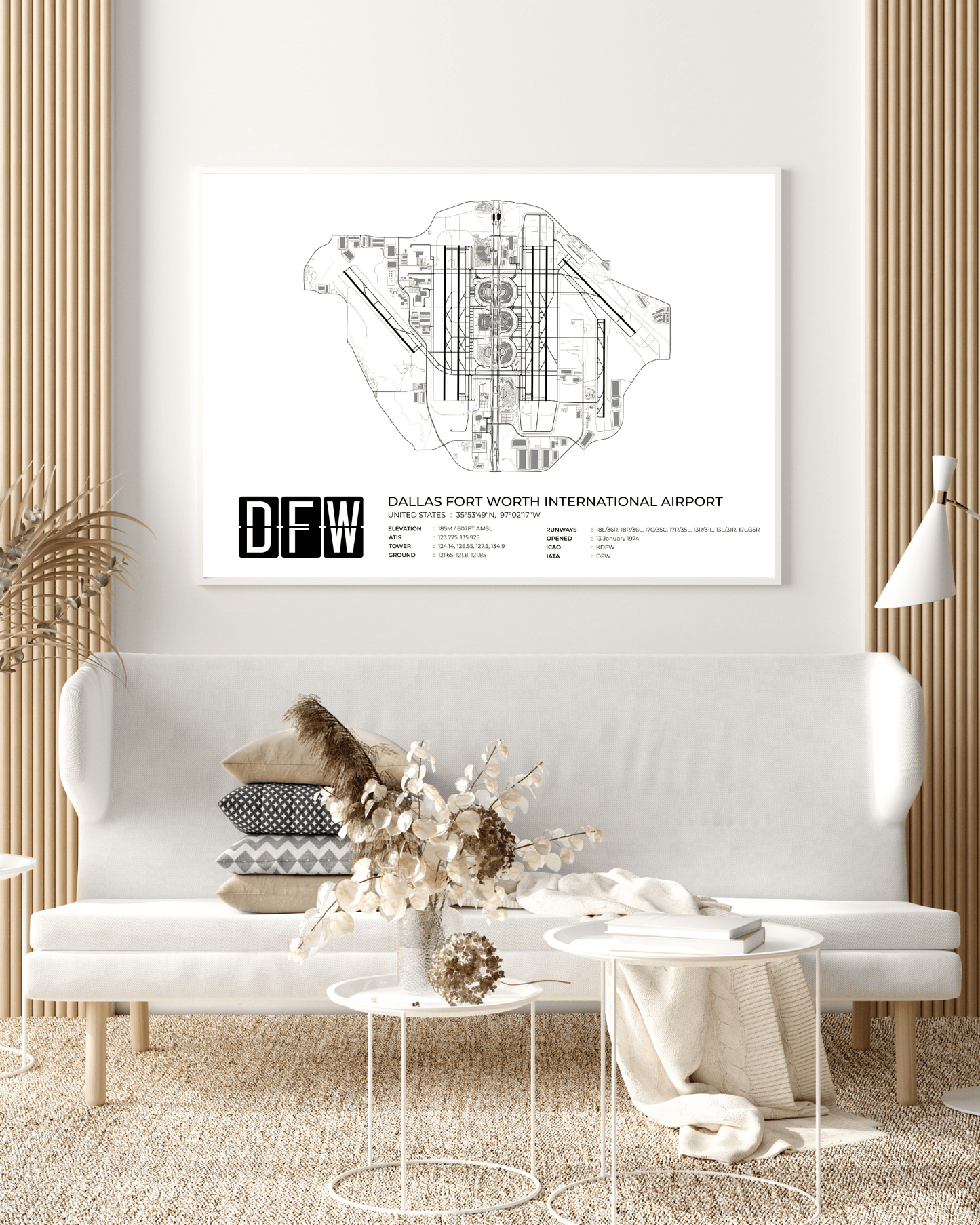 DFW - Dallas Fort Worth International Airport Map Print