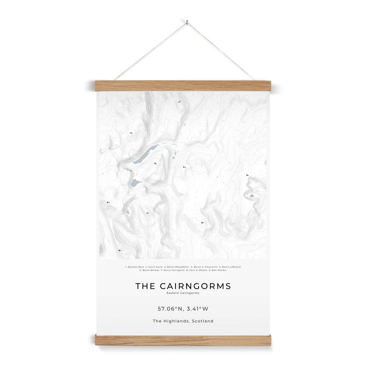 The Eastern Cairngorms - Contour Map Print