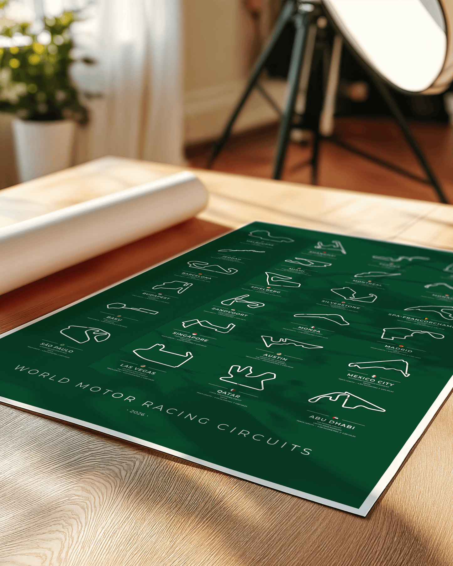 F1 World Motor Racing Circuit Maps Poster - 2026 season