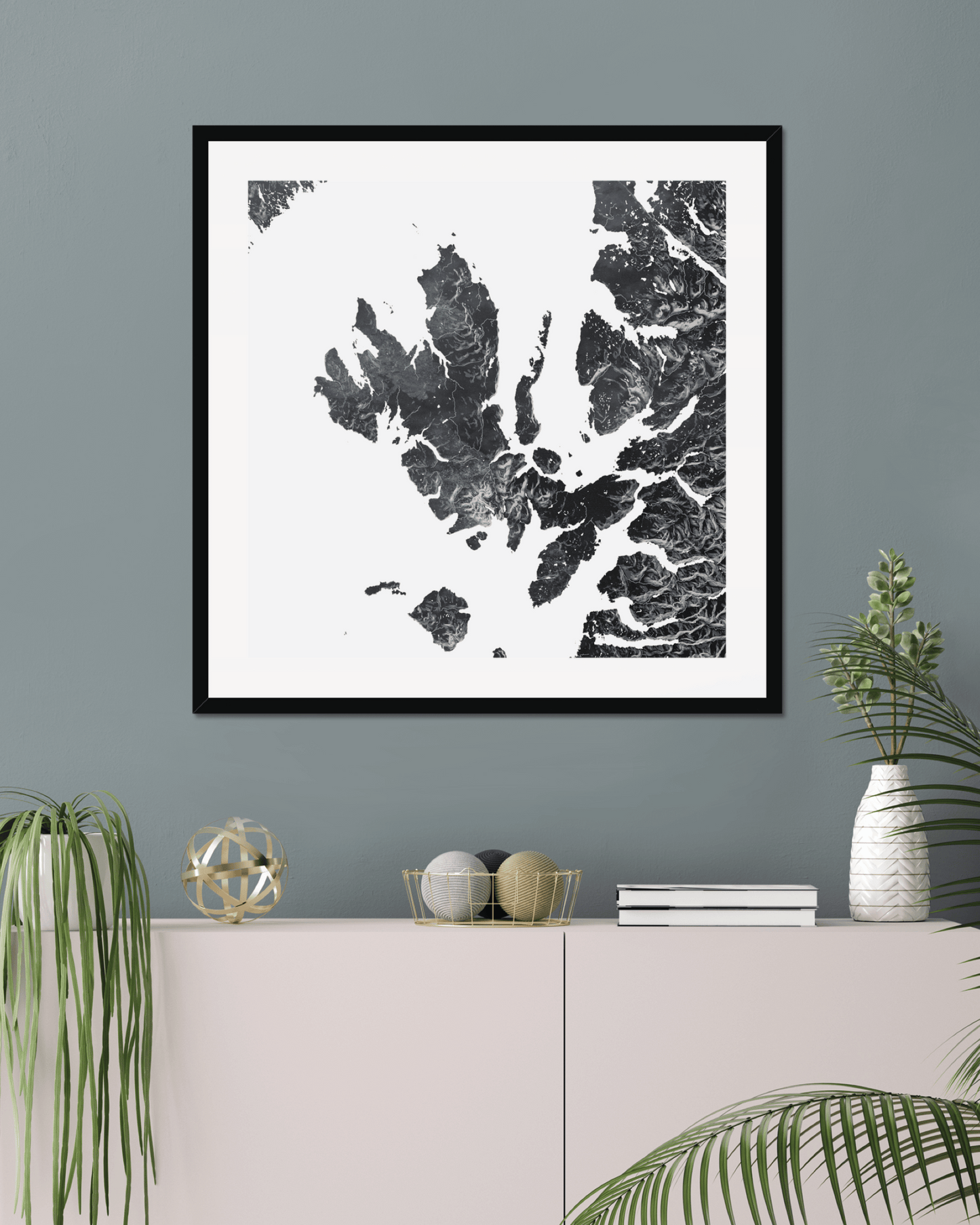 Framed and mounted map of Skye