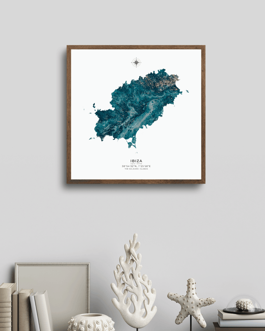 Ibiza - Fine Art Golden Turquoise Map