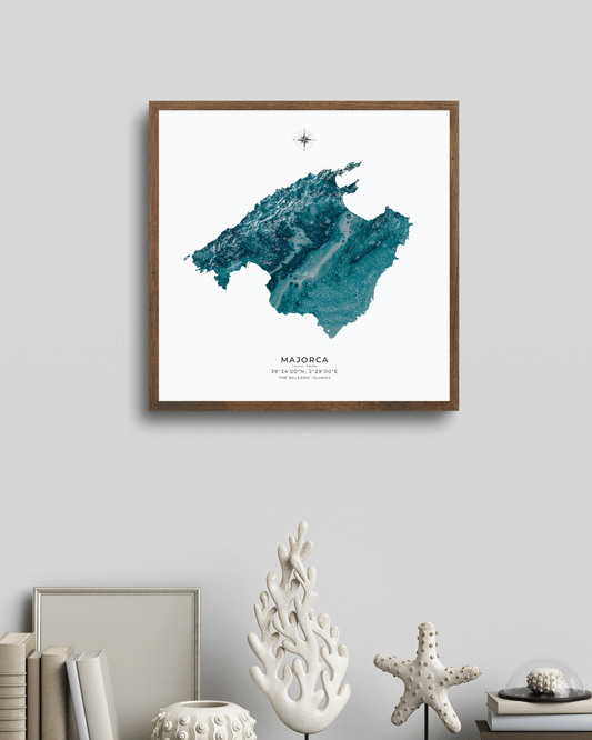 Majorca - Fine Art Golden Turquoise Map