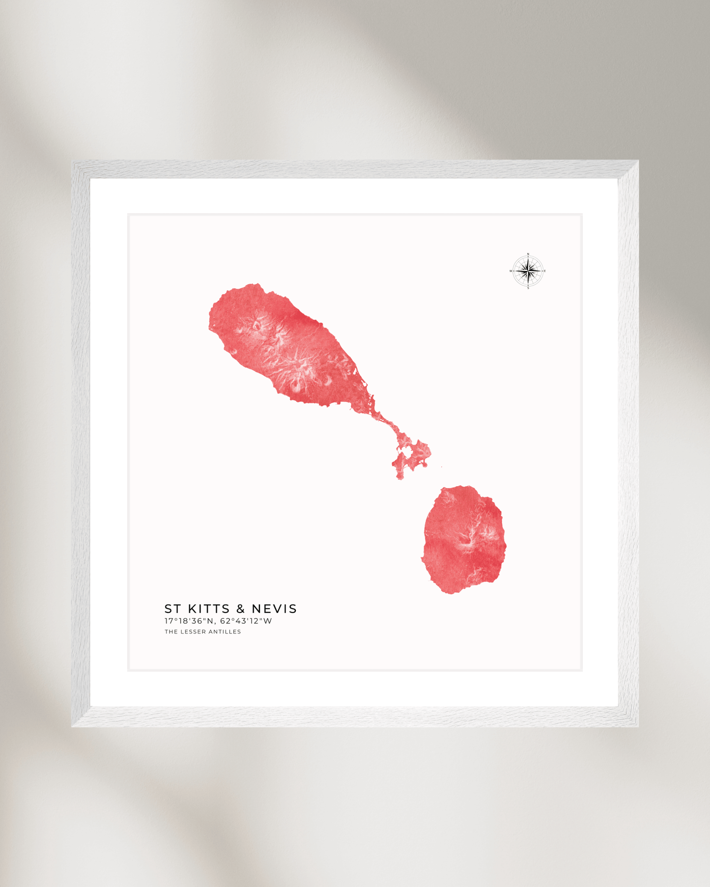 St Kitts & Nevis - Fine Art Watercolour Map
