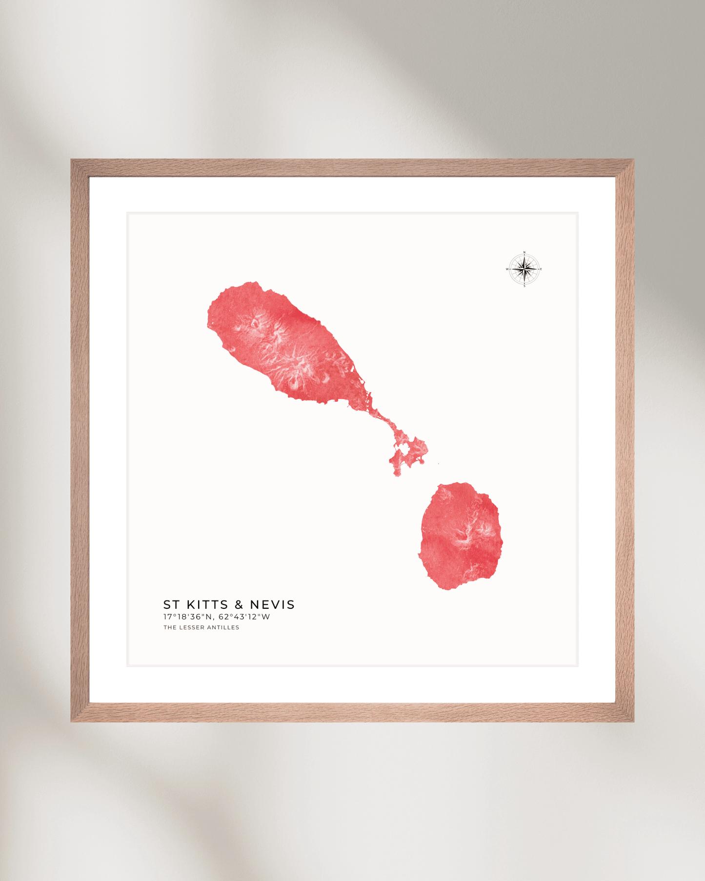 St Kitts & Nevis - Fine Art Watercolour Map