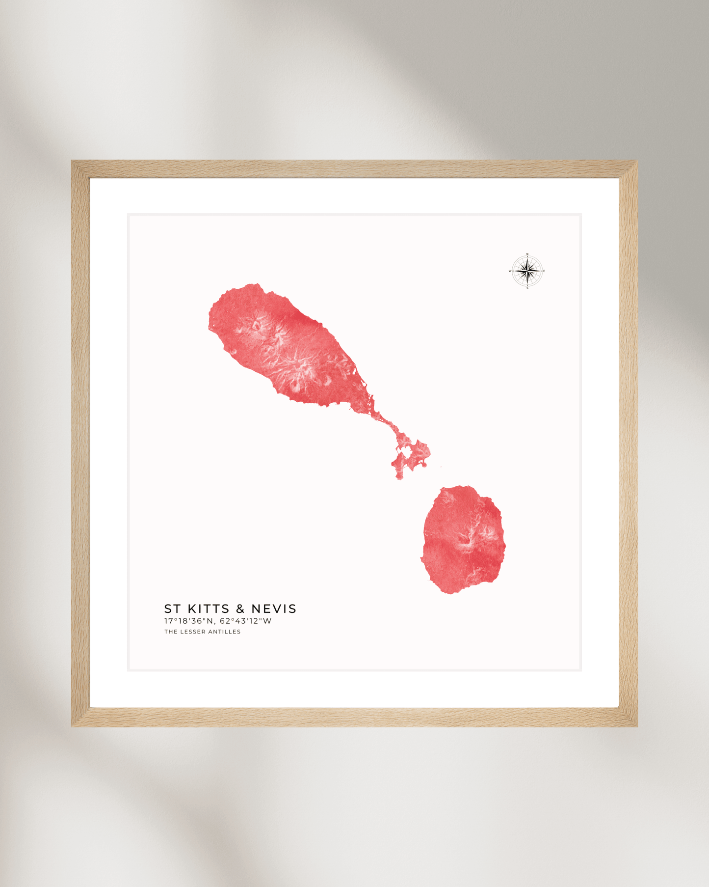 St Kitts & Nevis - Fine Art Watercolour Map