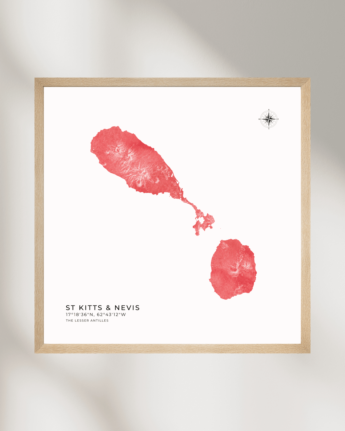 St Kitts & Nevis - Fine Art Watercolour Map
