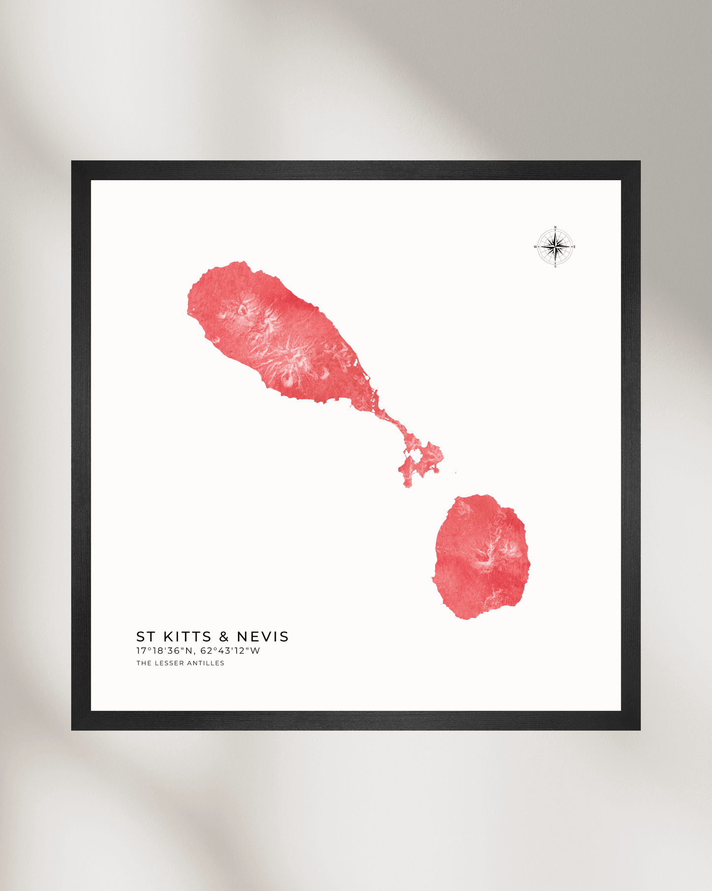 St Kitts & Nevis - Fine Art Watercolour Map