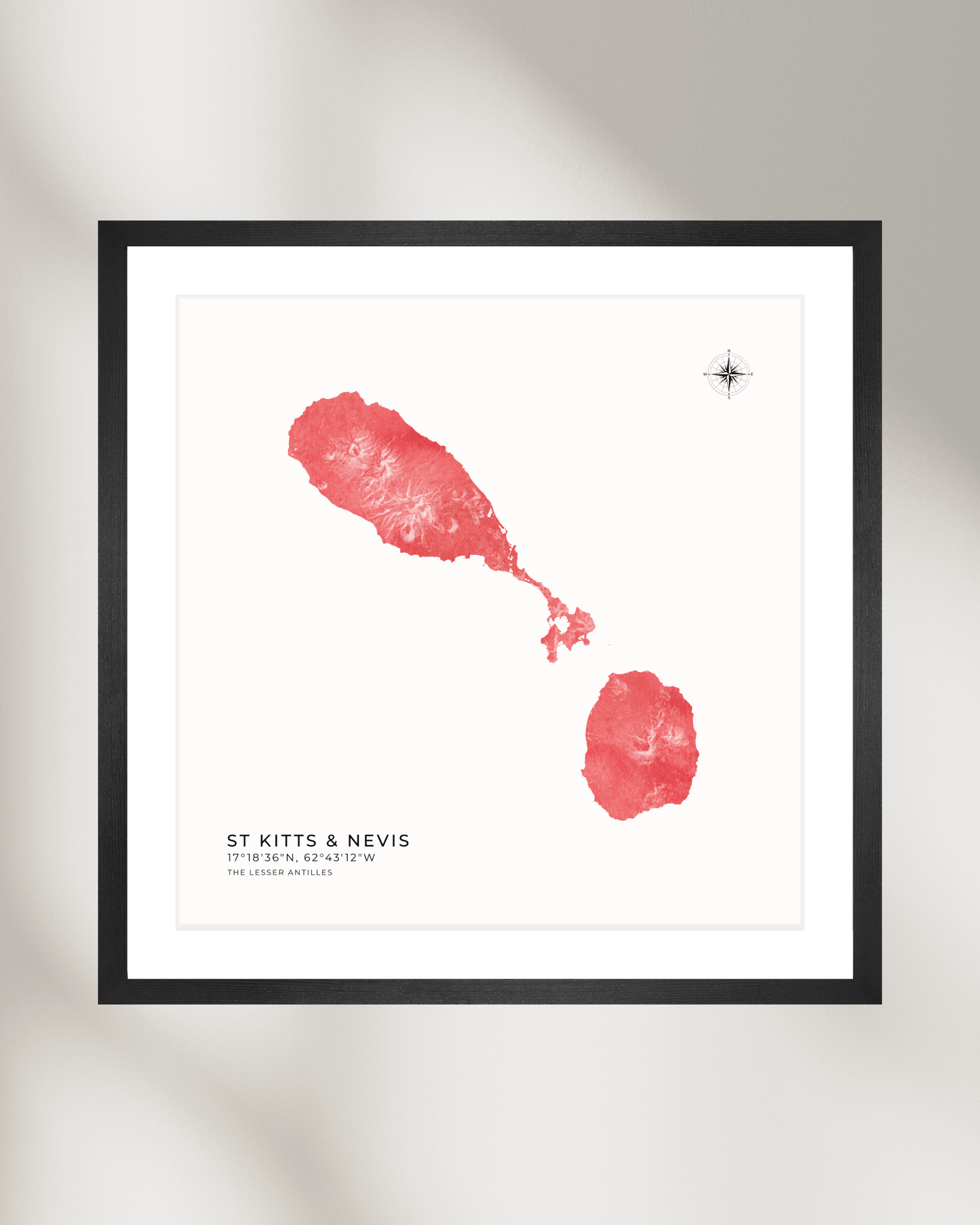 St Kitts & Nevis - Fine Art Watercolour Map