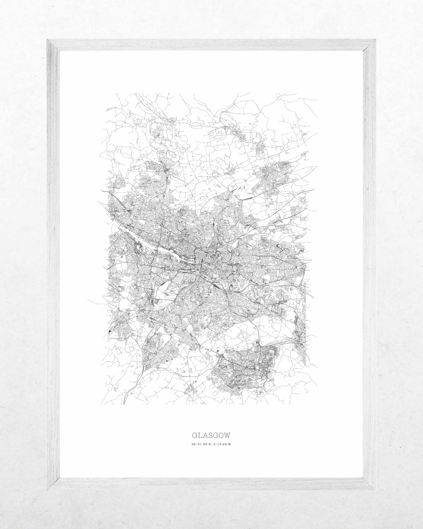 Glasgow - Minimalist City Map - Fine Art Print - White