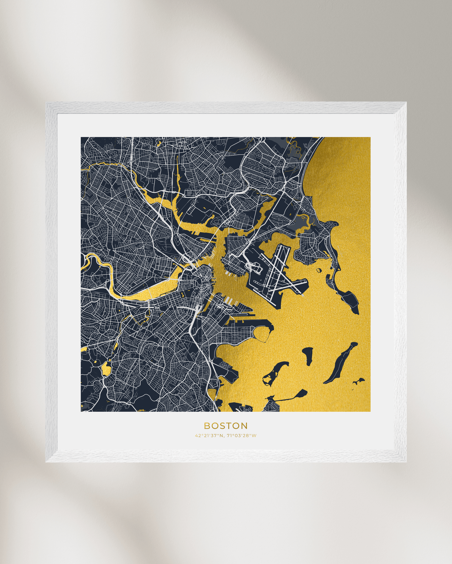 Map of Boston - Gold Foil Fine Art Print